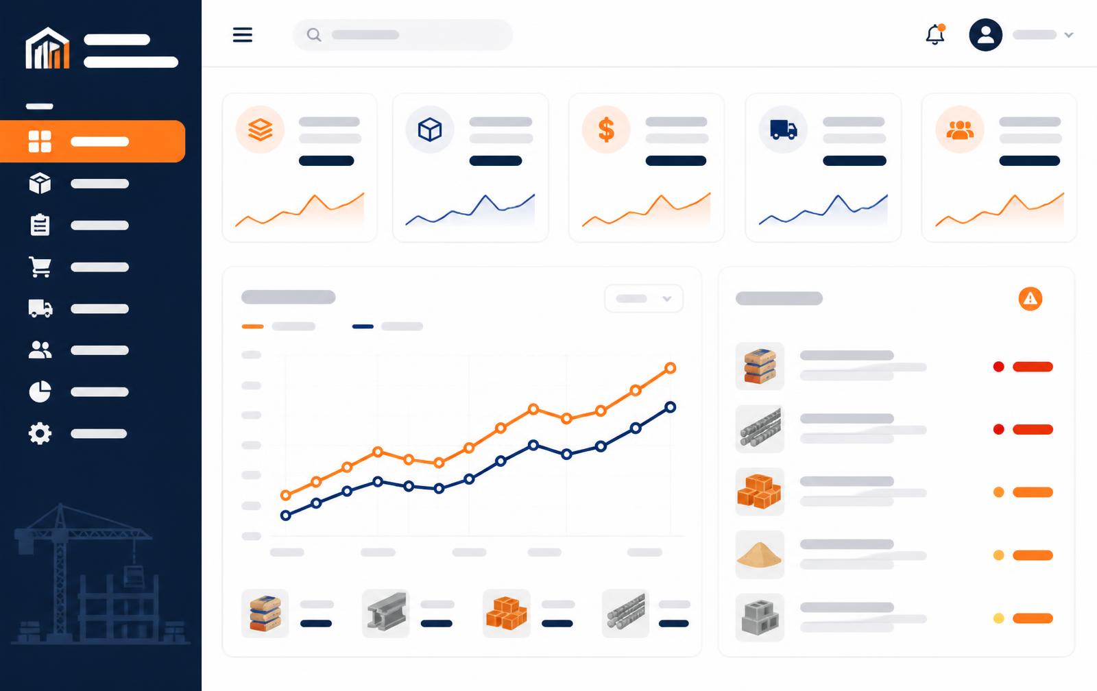 Dashboard di ilmaga CRM con KPI, andamento del fatturato e avvisi di scorta
